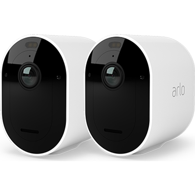 Arlo Pro 5 Überwachungskamera Aussen WLAN, 2K+ HDR Video, Kabellos, Verbesserte Farbnachtsicht, 160° Blickwinkel, Spotlight, 2-Wege Audio, Alarm Sirene Secure Testzeitraum, 2er Set, Weiß