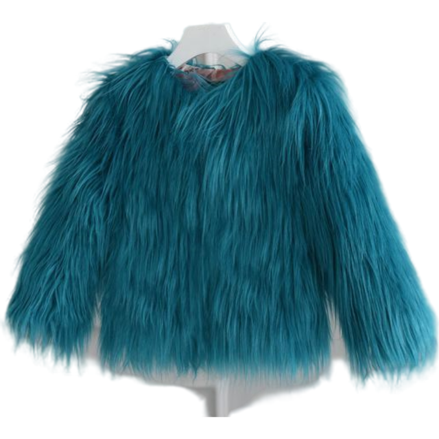 (Blue, 1-2Years) Baby Kids Girls Fur Coat Outwear Winter Jacket KK