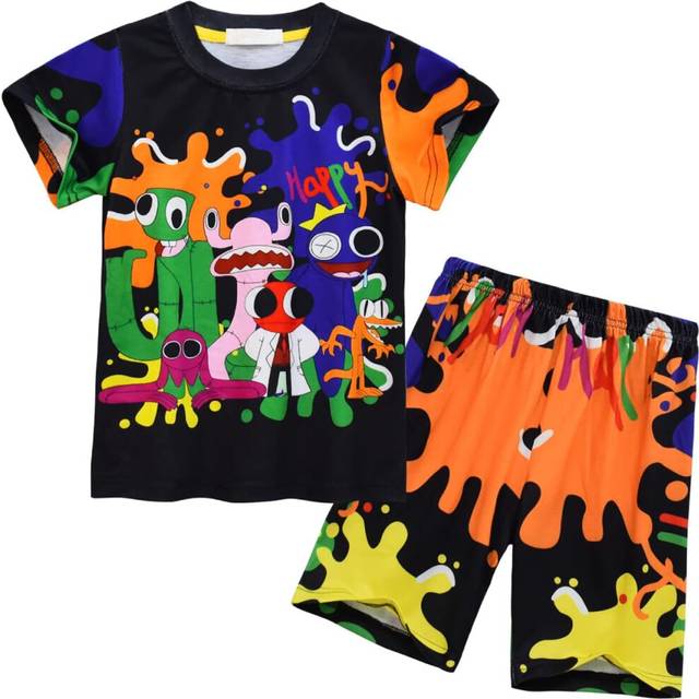 Boys Pajamas Set Rainbows Friends Kids Short Sleeve Two Pieces Pyjamas Size 4-9 Years Sleep-Wear For Boys