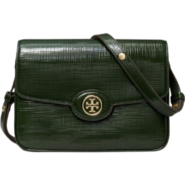 Tory Burch Robinson Embossed Leather Convertible Shoulder Bag - Green (Size H: 6.1  x L: 8.3  x D: 2.4)