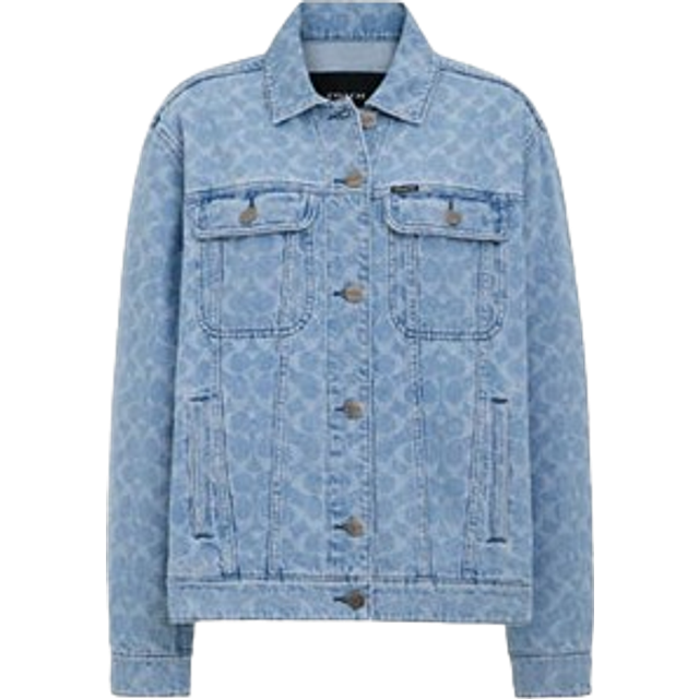 Coach Womens Signature Denim Jacket - Dark Blue - Size Large