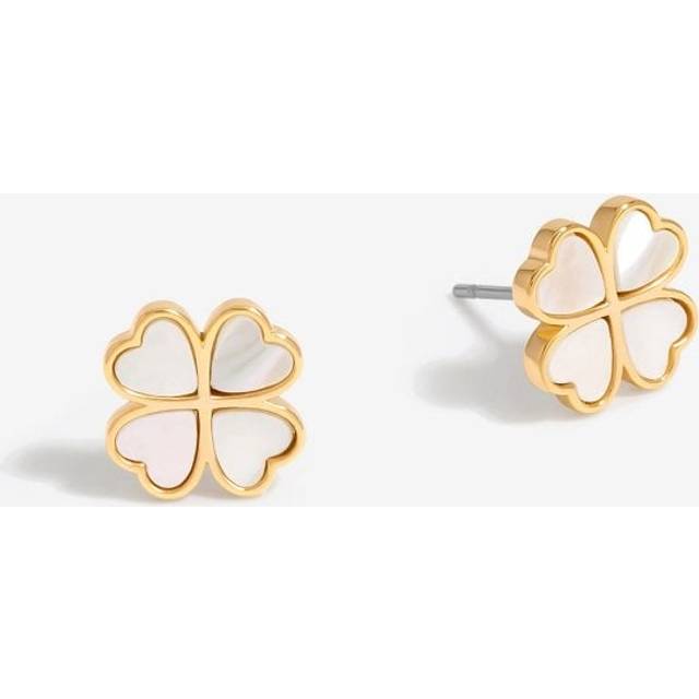 Jon Richard Jon Richard Gold Plated And Mother Of Pearl Heart Clover Stud Earrings