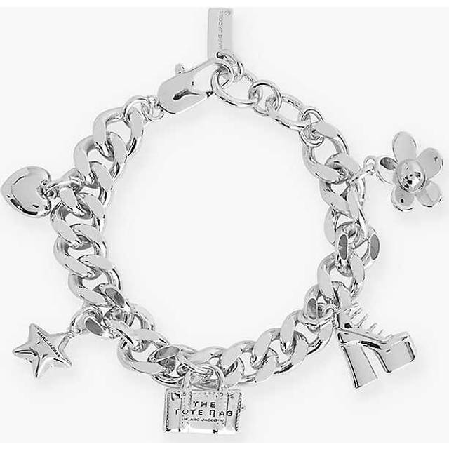 Marc Jacobs Womens Light Antique Silver Mj Mini Icon Charm Bracelet