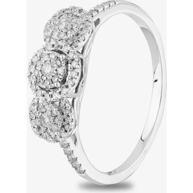 9ct White Gold 0.35ct Diamond Triple Cluster Shoulder Set Ring THR28930-35CH M - Silver