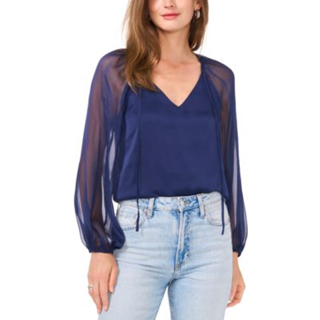 1.State Balloon Sleeve Chiffon Blouse