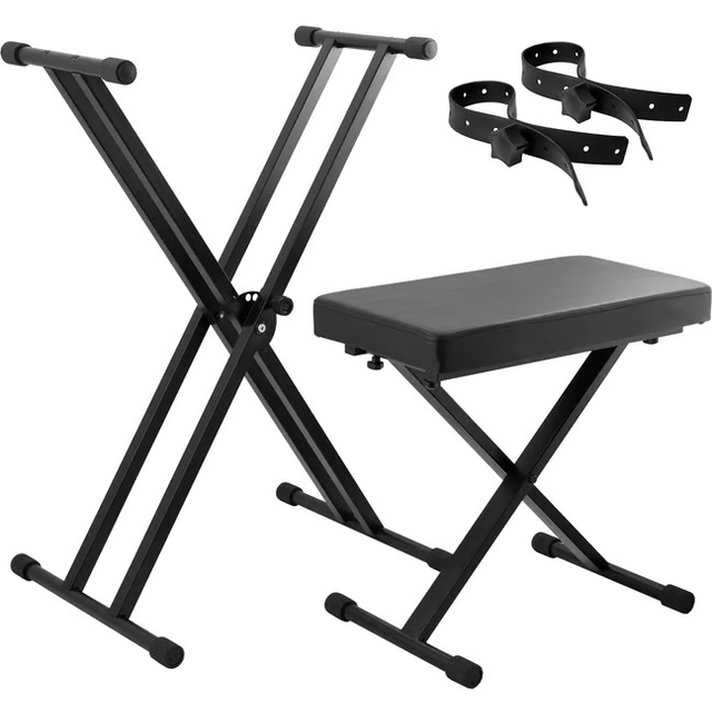 Tiger Keyboard Stand with Securing Straps & Piano Stool Pack