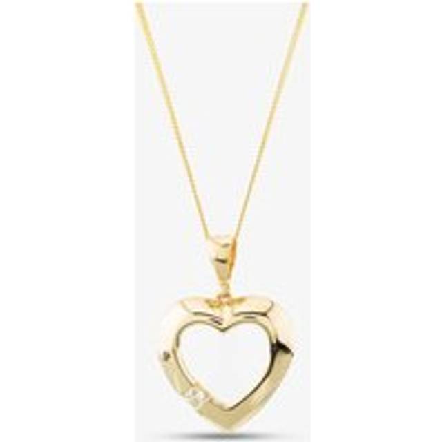 9ct Yellow Gold Cubic Zirconia Open Heart Necklace P1616Y