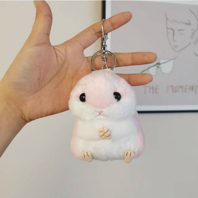 (Pink) Hamster Plush Darling Backpack Charm Fluffy Mouse Stuffed Toy Perfect For Gifts
