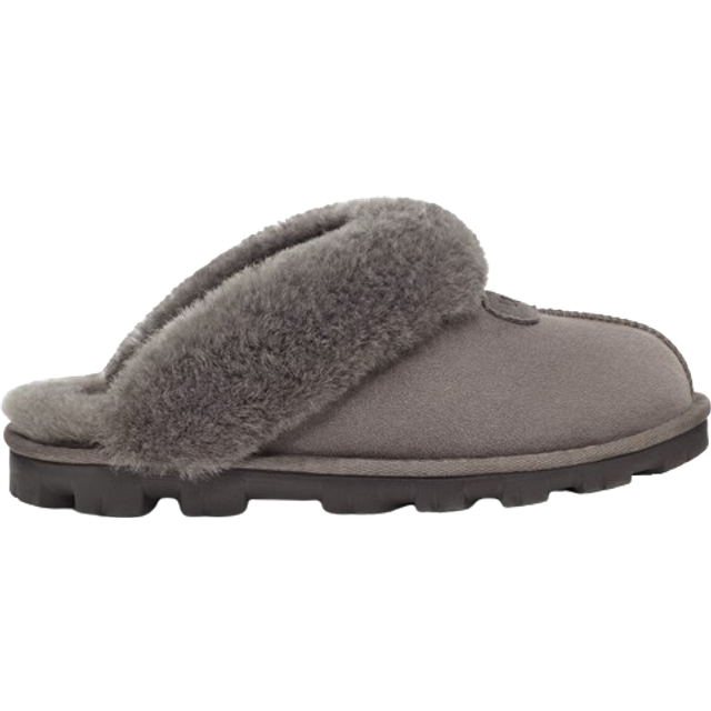 UGG - Coquette fur-trimmed slippers - women - Leather - 5 - Grey
