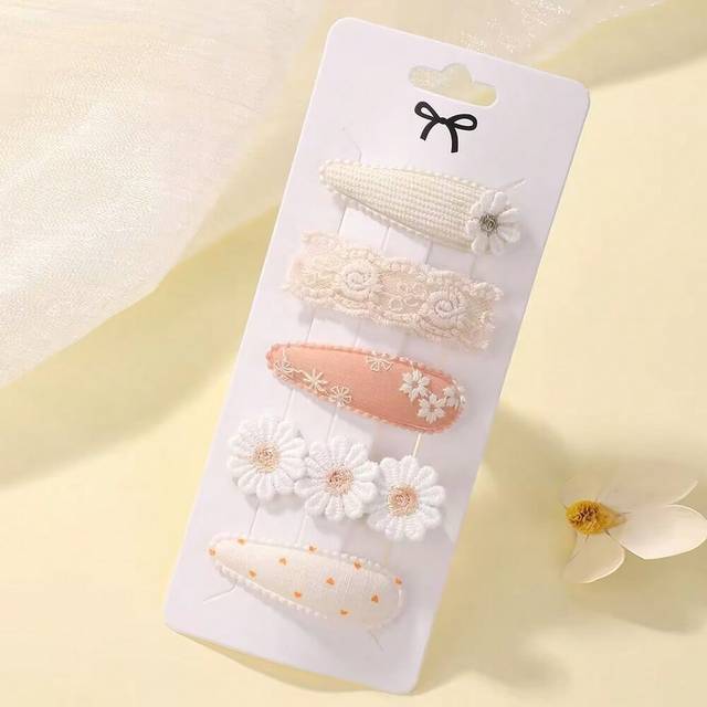 SHEIN 5pcs/Set Baby Flower Decor Hair Clips Hair Accessories