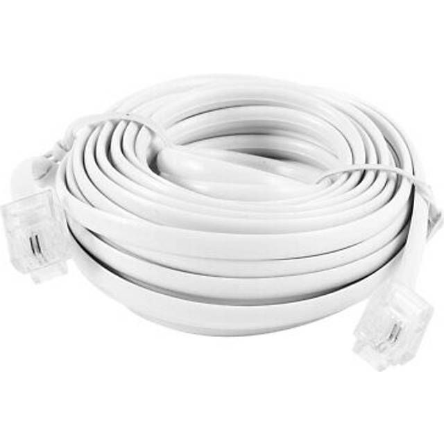 Rj11 6p2c Modular Telephone Extenstion Cable Wire White 6m 20ft