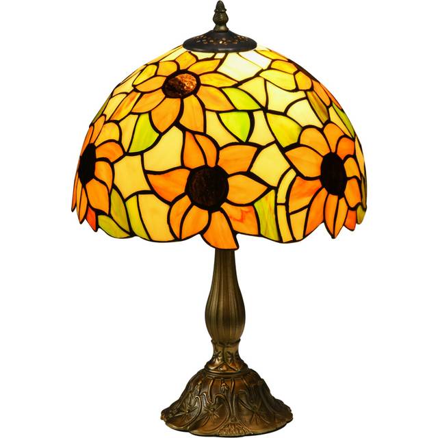 HOMCOM Antique Table Lamp, for Bedroom Bedside, Bulb not Included, Sunflower, Orange