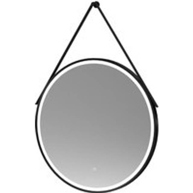 Round LED Illuminated Touch Sensor Framed Mirror with Demister & Strap, 800mm - Black