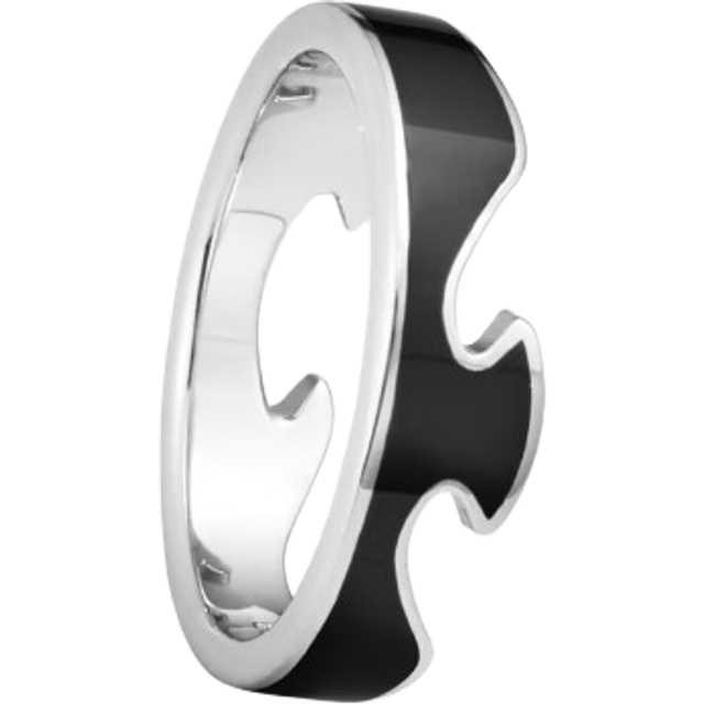 FUSION ytterring, svart (stl. 58), Georg Jensen, 18 k vitt guld / Svart HyCeram
