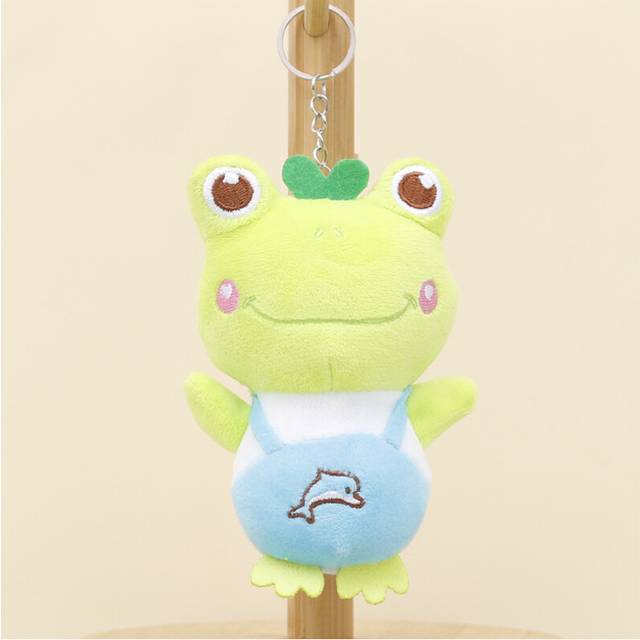(Blue) Cartoon Cute Frog Plush Keychain Short Plush Stuffing Pp Cotton 12cm Tall Toy