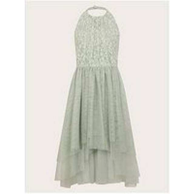 Monsoon Girls Hayley Halter Prom Dress - Sage, Green, Size 9 Years - 9 YEARS