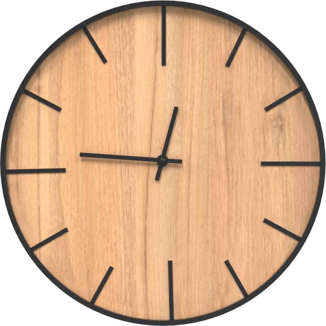 vidaXL Wall Clock Decor Quartz Round Wall Clock Brown Iron and Engineered Wood