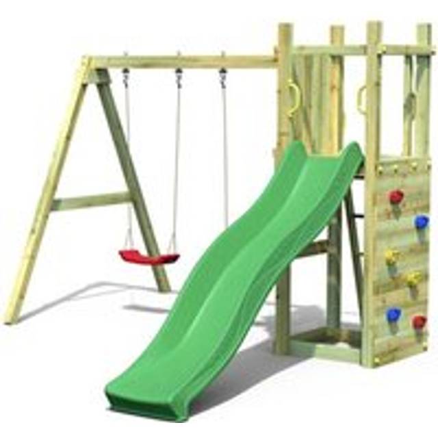 Shire Rumble Ridge Rock Wall with Double Swing and Slide - Funny 3