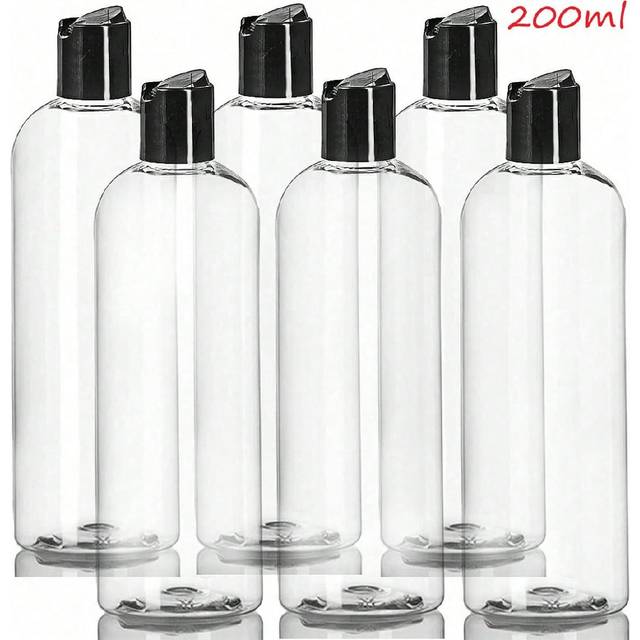 SHEIN 1/3/5PCSClear Plastic Refillable Squeeze Bottles With Black Disc Top Caps - BPA Pinchable Refillable Containers For Shampoo,Free For Shampoo, Lotions,