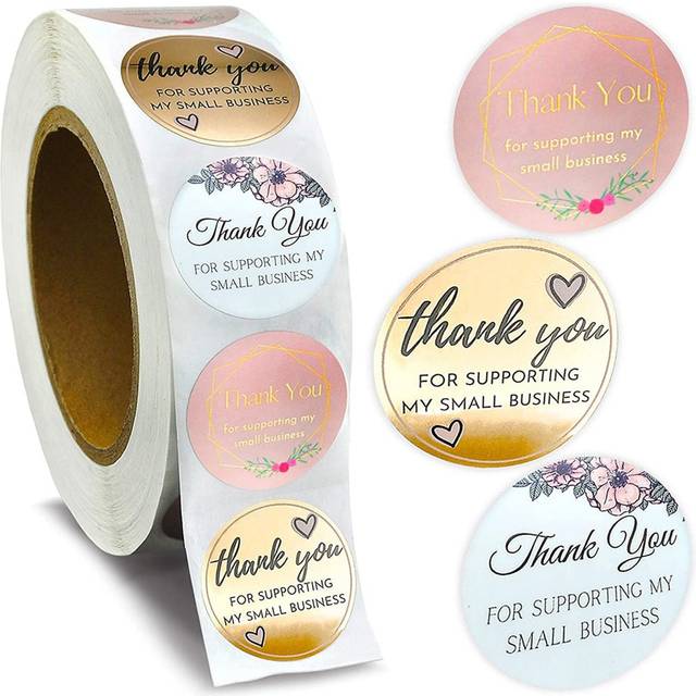 TYFYO 500pcs/Roll 1 Inch 1.5 Inch Thank You Adhesive Sticker Label For Business, Baking, Gift Packaging Decoration,Christmas Valentine Day