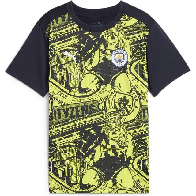Manchester City Tränings T-Shirt Pre Match - Gul/Blå Barn - PUMA - ['Blå', 'Gul'] (176 cm)
