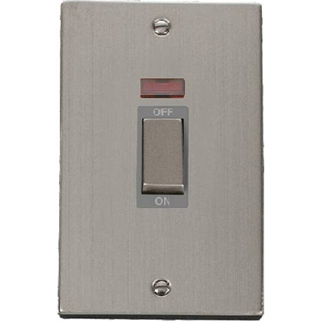 Click Deco 45A Ingot 2 Gang DP Switch with Neon Stainless Steel Insert Grey