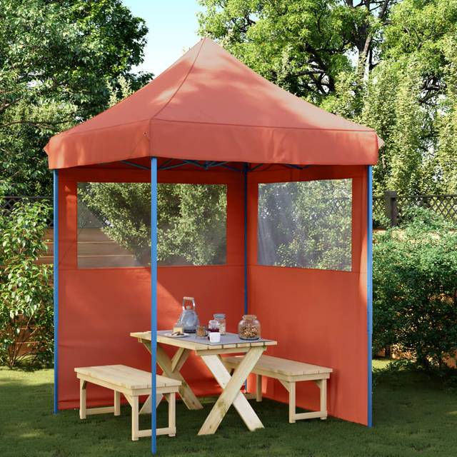 vidaXL Foldable Party Tent Pop-Up with 2 Sidewalls Terracotta - Orange