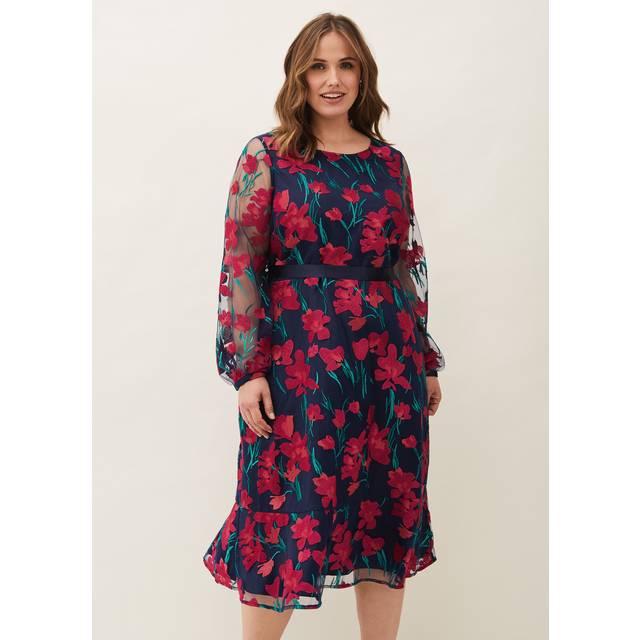 Phase Eight Women's Lottie Embroidered Dress - Navy Multi - 22