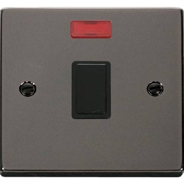 Click Deco 20A 1 Gang DP Switch with Neon Black Nickel Insert Black