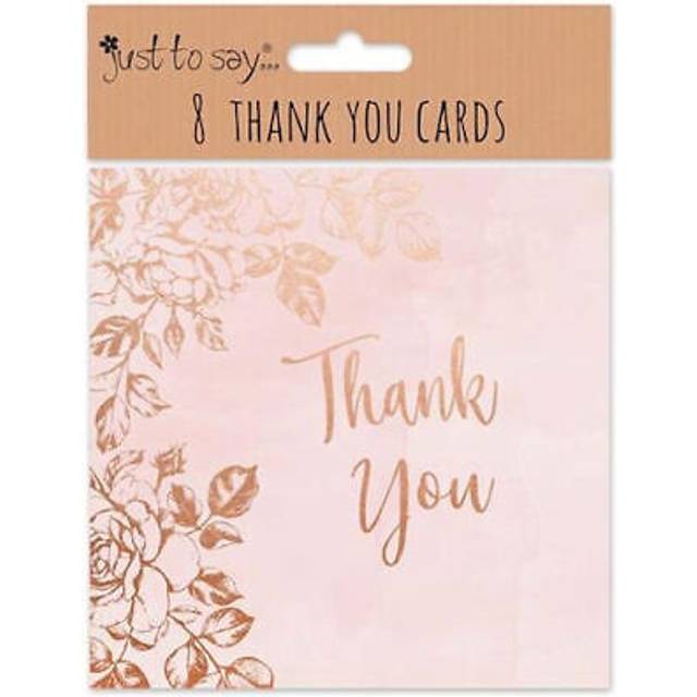 Pink and Rose Gold Floral Thank You Cards 8 Pk