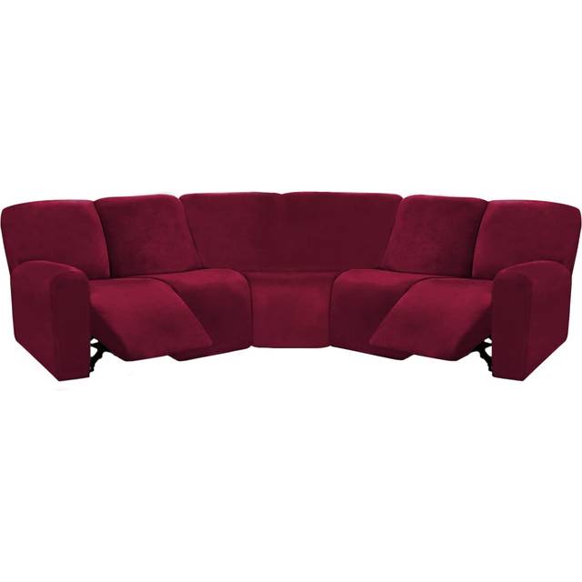 ULTICOR 7-Piece L Shape Sectional Recliner Sofa Covers  Velvet Stretch Reclining Couch Covers for Reclining L Shape Sofa  Thick  Soft  Washable (Burgu
