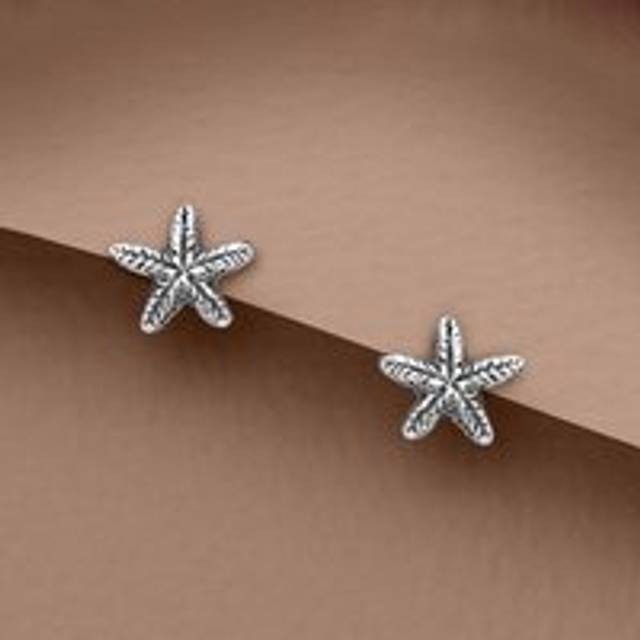 John Greed Tempest Cove Silver Oxidised Starfish Stud Earrings For Women - silver