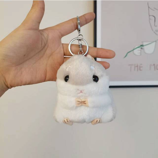 (Light Gray) Hamster Plush Darling Backpack Charm Fluffy Mouse Stuffed Toy Perfect For Gifts