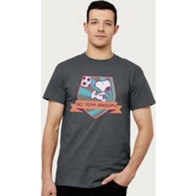 Football Go Team Snoopy England Euro Peanuts T-Shirt - Dark Grey - XL