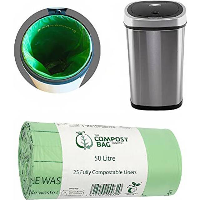 The Compost Bag Company 50 litres x 25, compostable 50L bin Liners, Biodegradable bin Liners for Kitchen & Home, 100% Biodegradable bin Bags 50 Litre