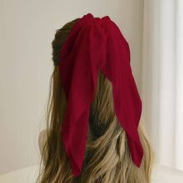 1 st rött chiffongband hår Scrunchie, mjuk och avslappnad för dagligt bruk, fotograferingar, semester - Bourgogne (En-Storlek)