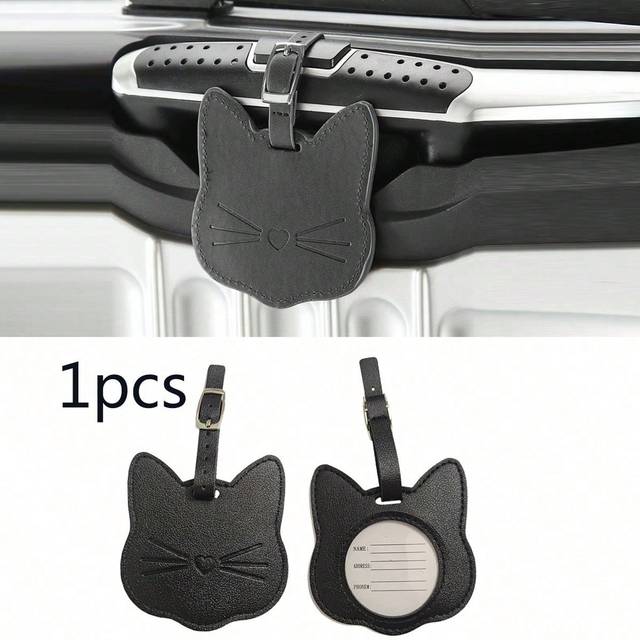 SHEIN 1pc Black Cathead Type Luggage Tag Card Holder Suitcase Tag Name Tag Card Sleeve Hanging Tag Cruise Luggage Tag Pendant Custom Letters Men Women Suitc