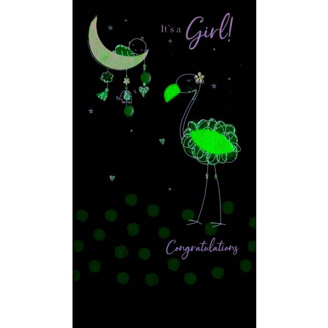 Birth of Your Baby Girl Greeting Card Hand-Finished Champagne Range Cards