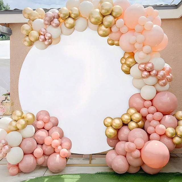 SHEIN 1pc, White Round Stand Backdrop Cover, Circle Stands Elastic Backdrop Cover, Round Photo Background, For Birthday Party/Wedding/Ceremony Banquet/Photo