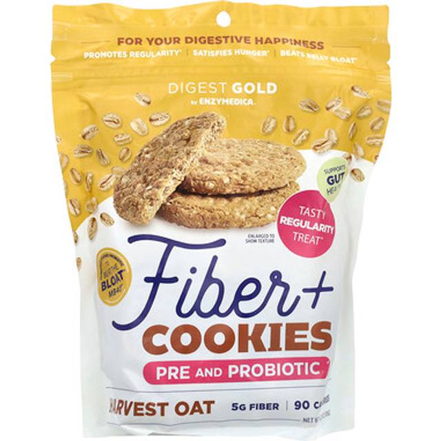Enzymedica, Fiber + Cookies, Prebiotic and Probiotic, Harvest Oats, 6.21 oz (176 g)