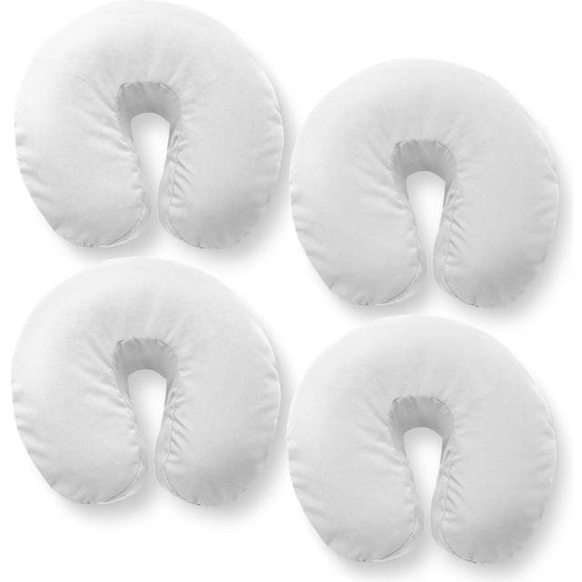 Saloniture 4-Pack Premium 100% Cotton Flannel Face Cradle Covers - Soft Cotton Fitted Massage Table Cradle Cover - White