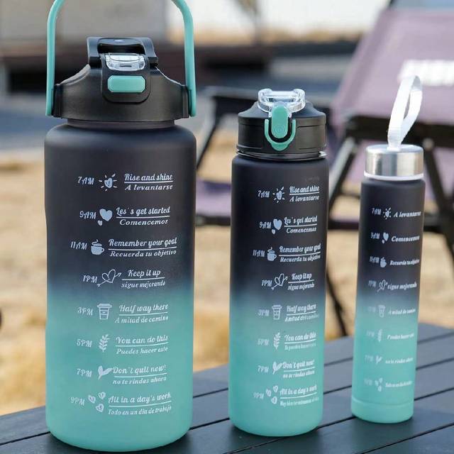 SHEIN 1pc, 300/800/2000ml Large Capacity Gradient Water Bottle, Portable Outdoor Travel Sports Straw Cup