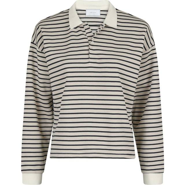 Neo Noir Sara Stripe Polo Blouse - Sand