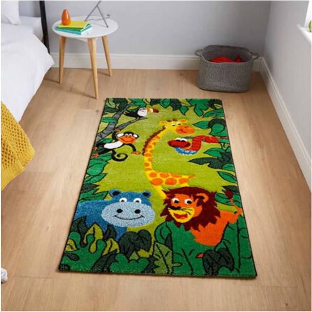 Safari Animals Kids Rug - Green - 120cm x 170cm