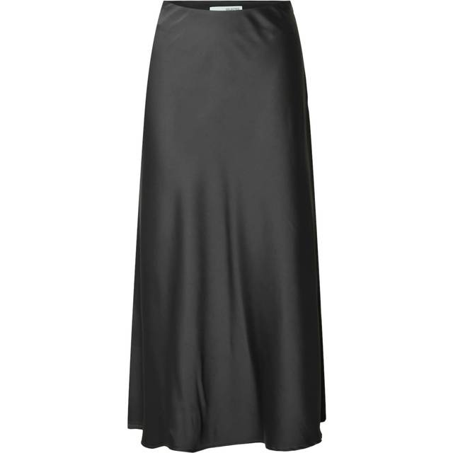 Selected Femme - SLFLena HW Midi Skirt - Nederdel - Volcanic Ash - 38