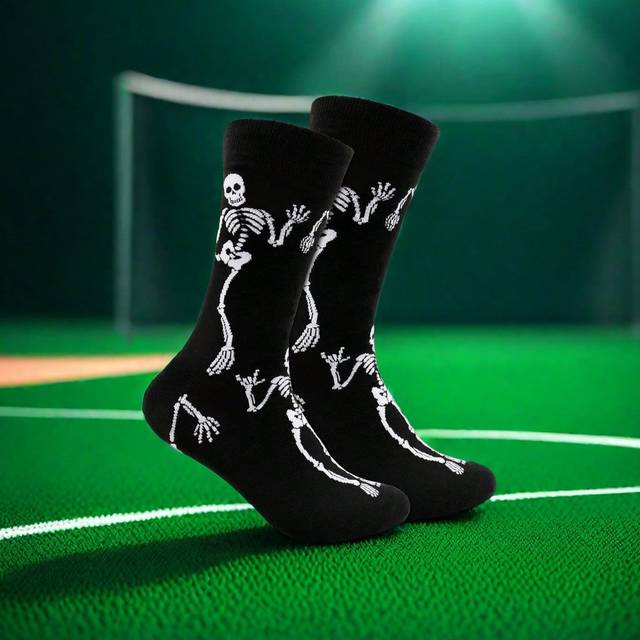 SHEIN 1 Pair Men&#39;s Skull Print Socks, For Men