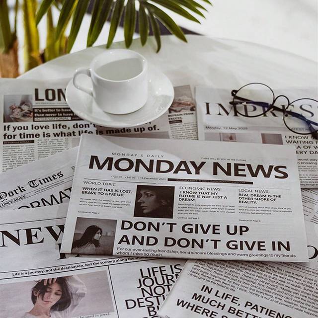 SHEIN 2Pcs/Set Ins Style English Newspaper, Photo Props, Decorative Ornaments, Food Photography Background Paper, Suitable For Food, Cosmetics, Jewelry Phot