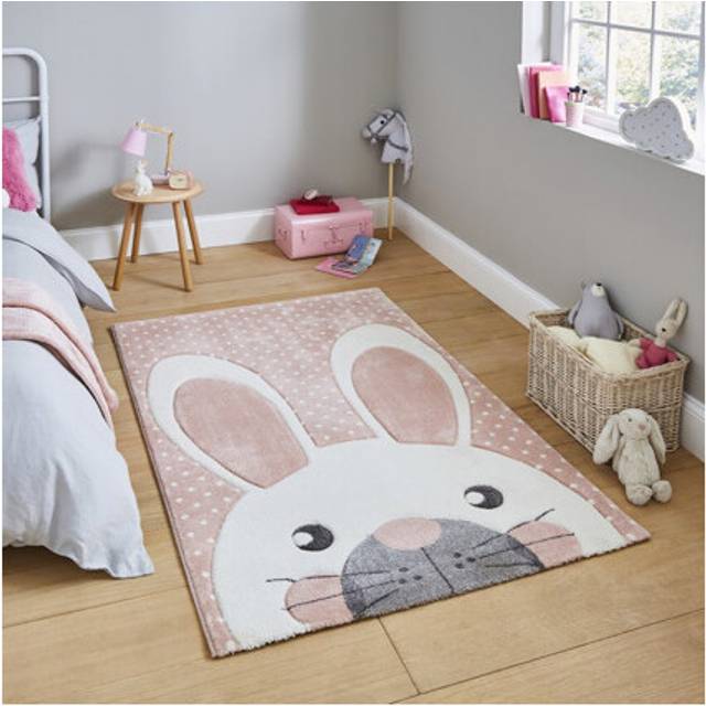 Bunny Rabbit  Kids Rug - Pink - 120cm x 170cm