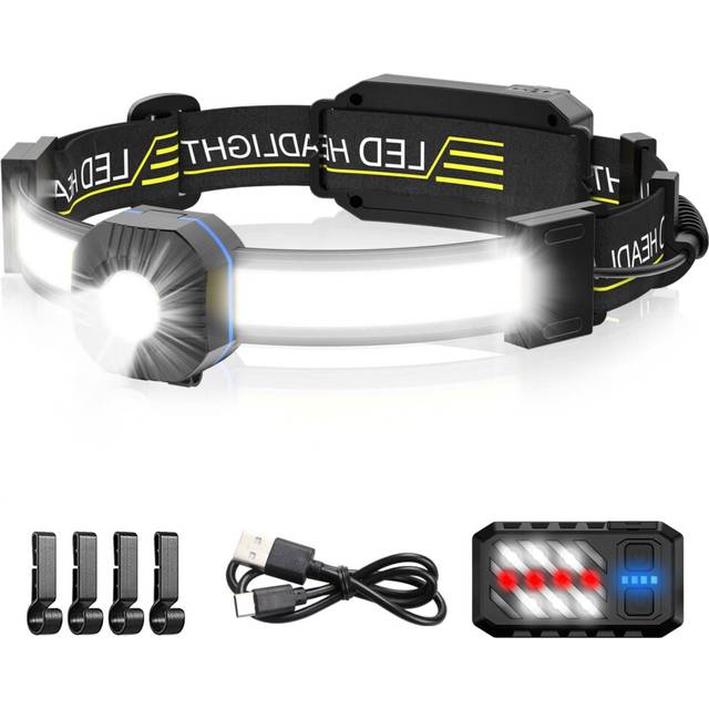 Chronus LED Headlamp, 1000lumens 230 Widebeam Headlight, USB Rechargeable HeadLamp with Red Taillight, Lightweight Waterproof Headband Light for