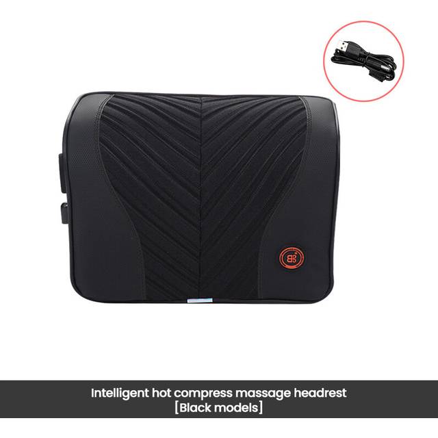 (Massage-Black-Pillow) Car Neck Massage Pillow Lumbar Support Cushion Auto Seat  Relax Head Waist